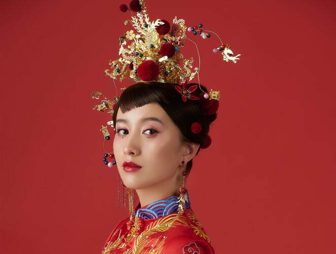 麗竹彩妝作品：中式秀禾新娘造型