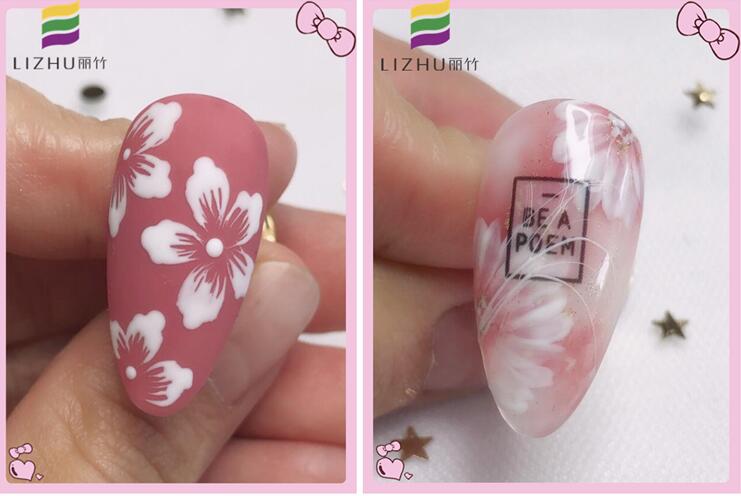 南寧美甲培訓(xùn)班學(xué)員作品：彩繪花朵美甲