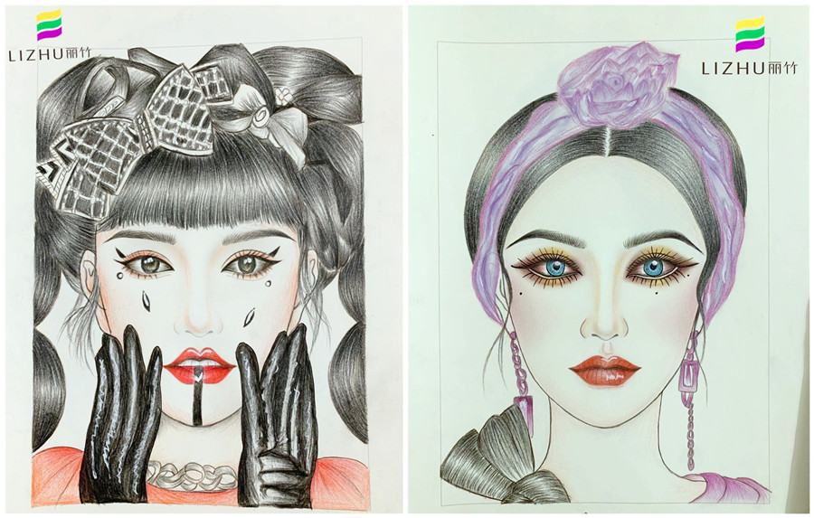 美人紙妝圖繪畫，南寧化妝學(xué)校排行前十作品