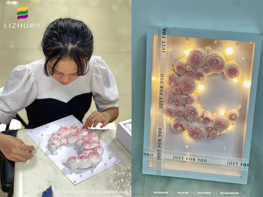 廣西培訓插花班：紙巾玫瑰花禮盒 