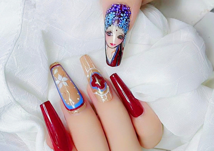 國風(fēng)美甲，南寧美甲造型培訓(xùn)班學(xué)員作品