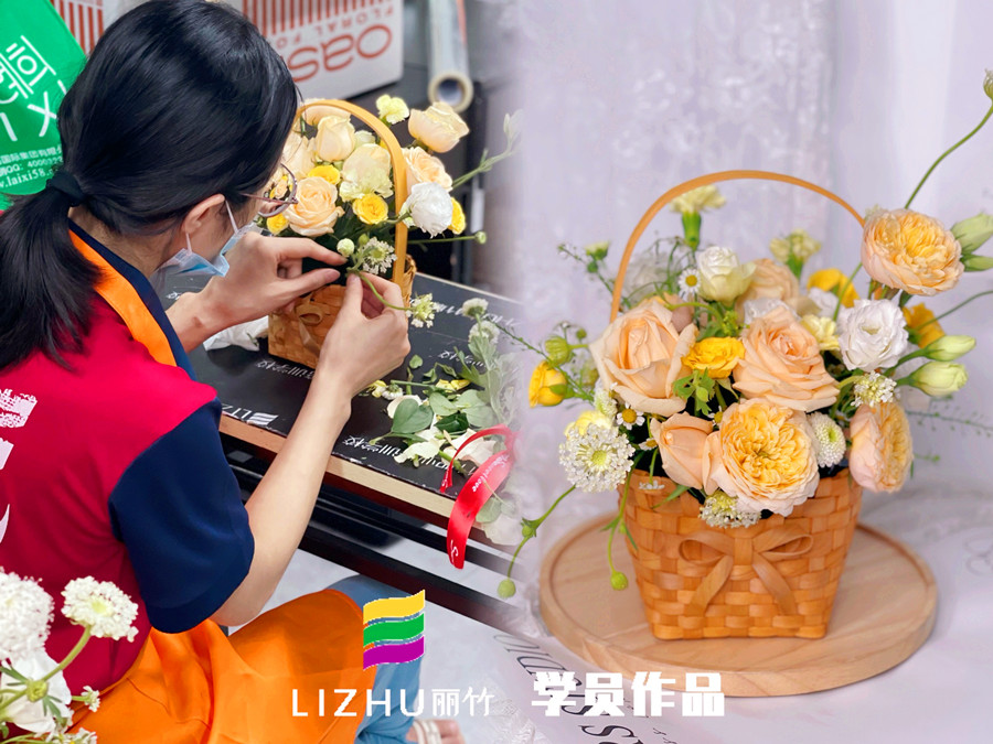 奶油系手提花籃特點，?廣西學(xué)花藝零基礎(chǔ)課程