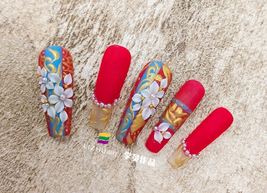 中式秀禾美甲，南寧美甲培訓(xùn)進(jìn)修班作品