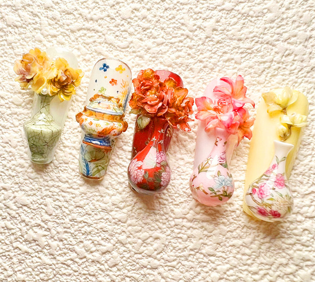 國(guó)風(fēng)瓷器美甲，南寧美甲款式造型作品