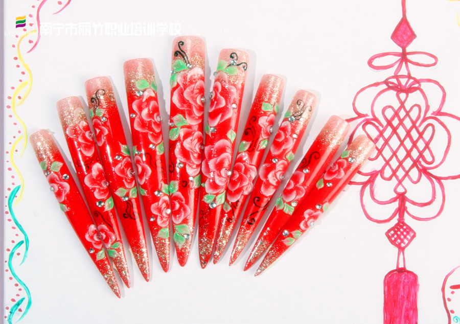 新年美甲排筆彩繪，南寧美甲學(xué)徒必學(xué)款