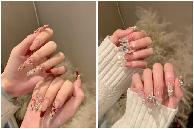 貼鉆長(zhǎng)美甲，南寧美甲造型師學(xué)校收集整理