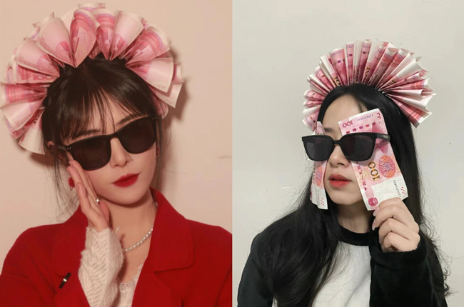  新娘簪錢花創(chuàng)意拍照，廣西彩妝寫真分享