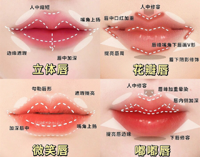 不同唇妝畫(huà)法教程，南寧化妝教學(xué)機(jī)構(gòu)分享