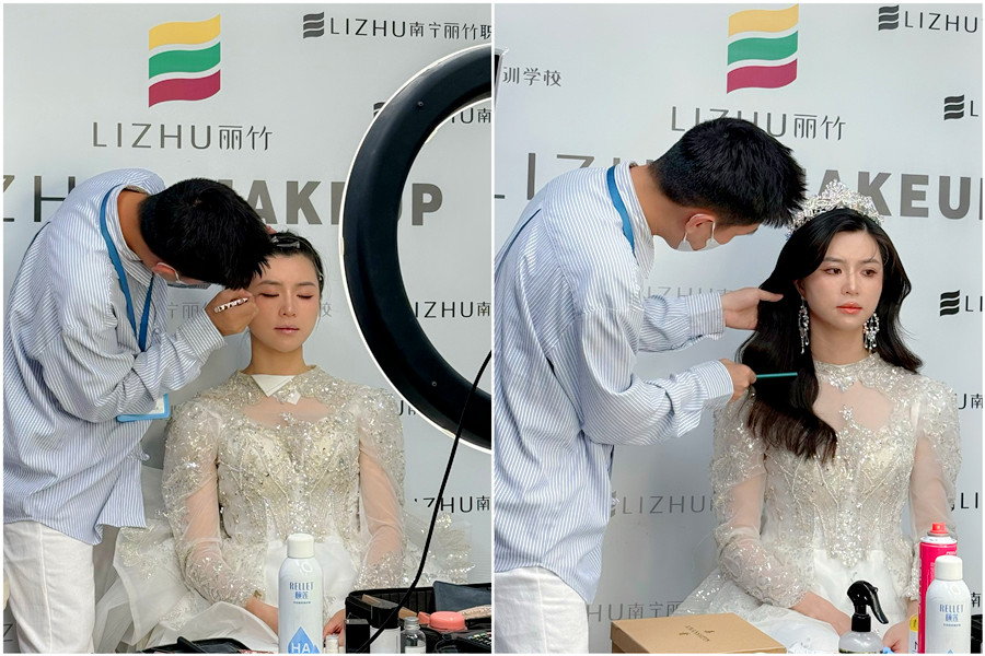 韓式披發(fā)新娘課堂，廣西新娘化妝學校手法示范