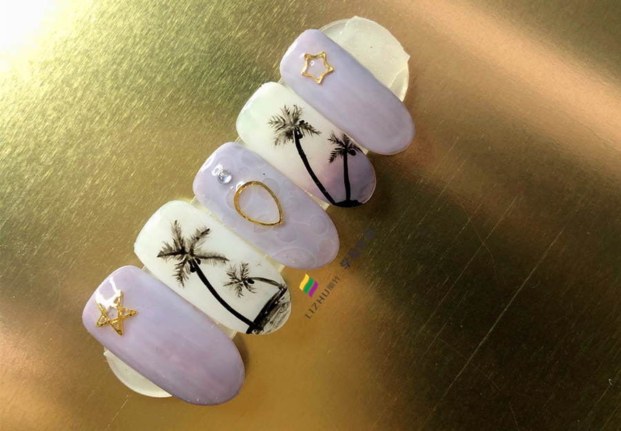 夏日椰樹美甲，零經(jīng)驗在廣西學美甲學員作品