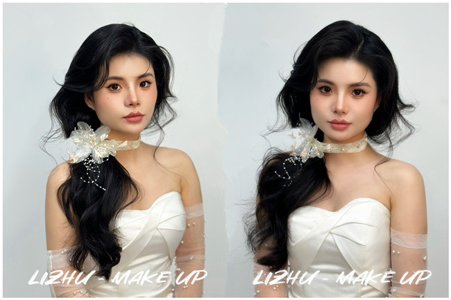 韓式側(cè)扎紋理新娘，廣西學(xué)化妝影樓