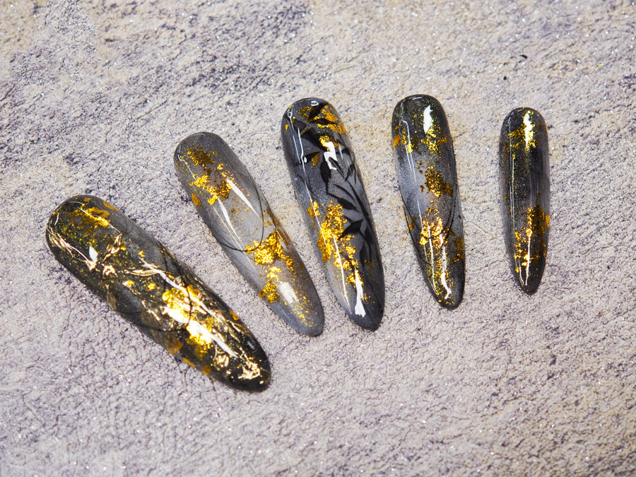 新中式竹林美甲，廣西美甲學校排名前十作品