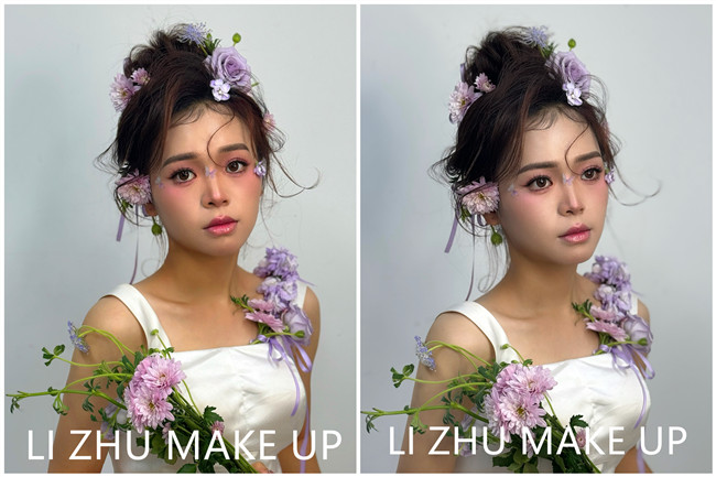 鮮花抽絲造型，南寧化妝高彩造型學(xué)校作品欣賞