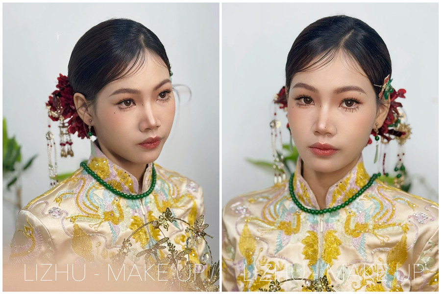 龍鳳褂新娘造型解析，廣西新娘化妝跟妝
