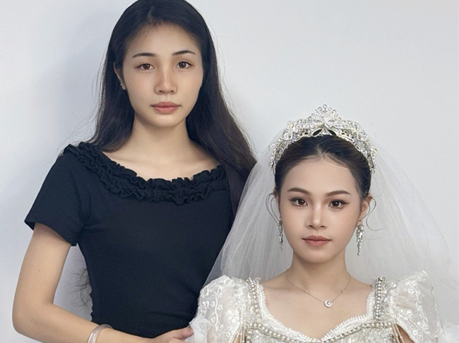 婚禮新娘造型，南寧化妝高彩班學(xué)員作品