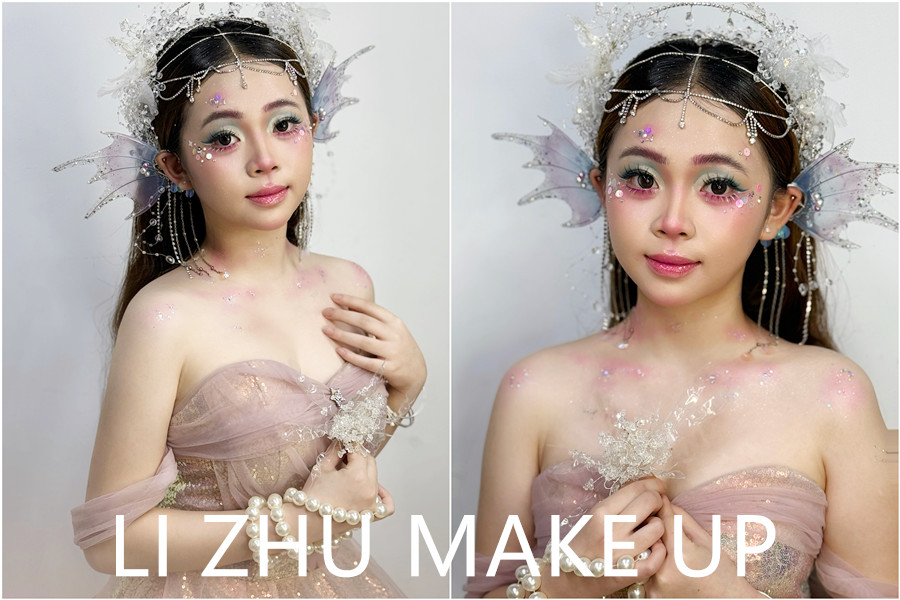 人魚妝造手法示范，南寧美妝專業(yè)學校課堂