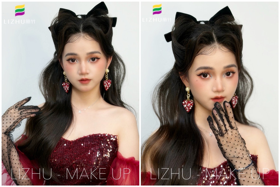復(fù)古貓耳半披造型，廣西化妝設(shè)計